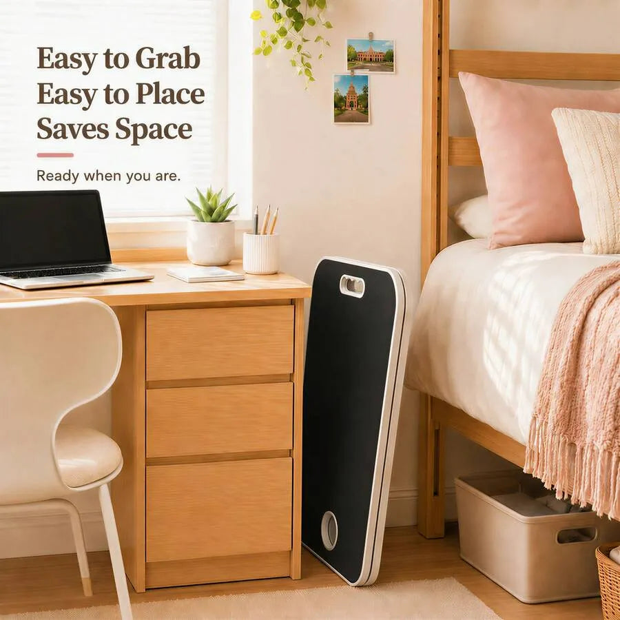 Multi‑Purpose Large Foldable Lap Desk, Portable Bed Tray Table Equipped With Cup Holder, Tablet Slot And Carry Handle, Lightweight Fold‑Up Lap Tray For Working, Studying, Eating, Reading On Bed, Sofa & Couch
