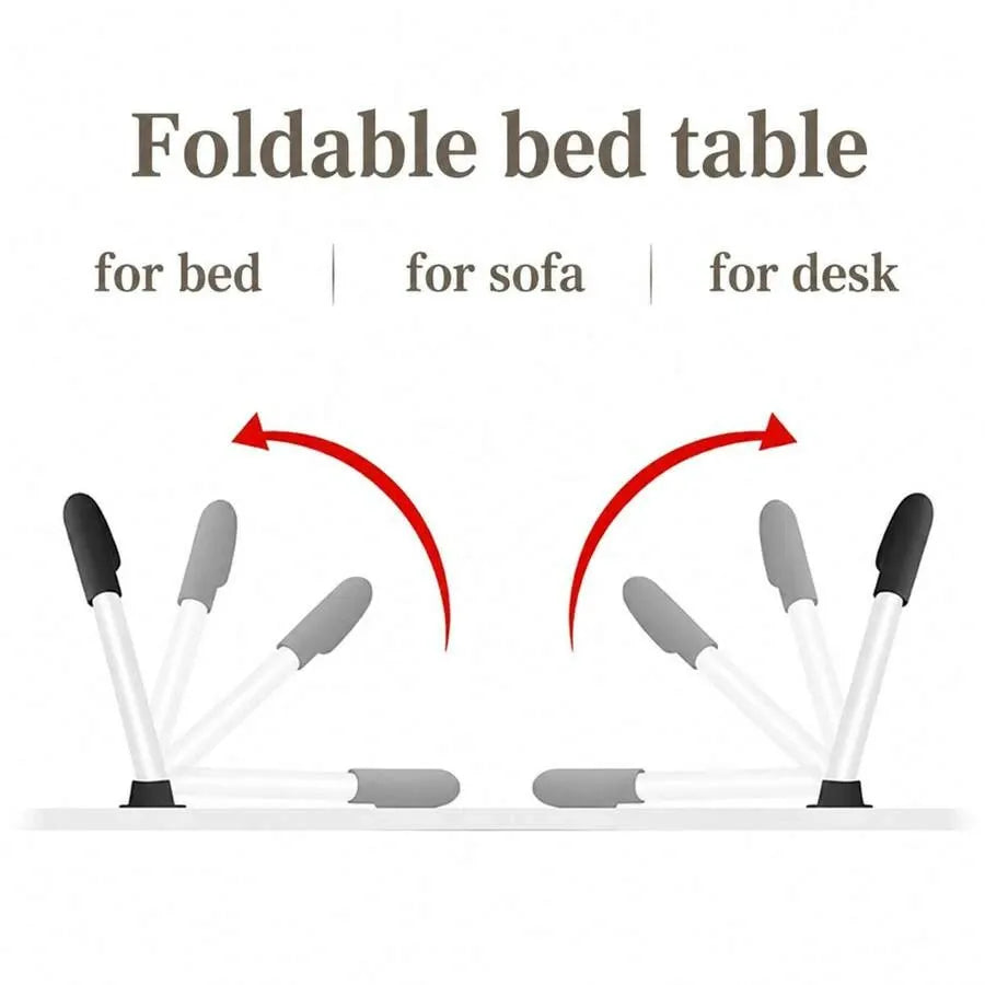 Multi‑Purpose Large Foldable Lap Desk, Portable Bed Tray Table Equipped With Cup Holder, Tablet Slot And Carry Handle, Lightweight Fold‑Up Lap Tray For Working, Studying, Eating, Reading On Bed, Sofa & Couch