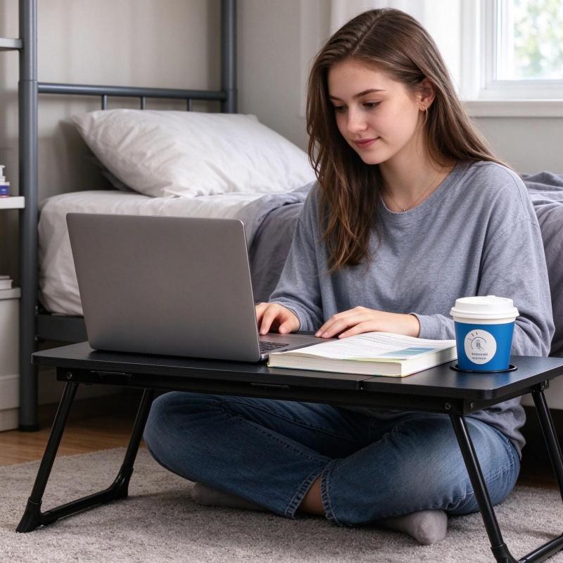 Laptop Desk For Bed Couch, Adjustable Foldable Bed Table With Cup Holder | Breakfast Serving Tray