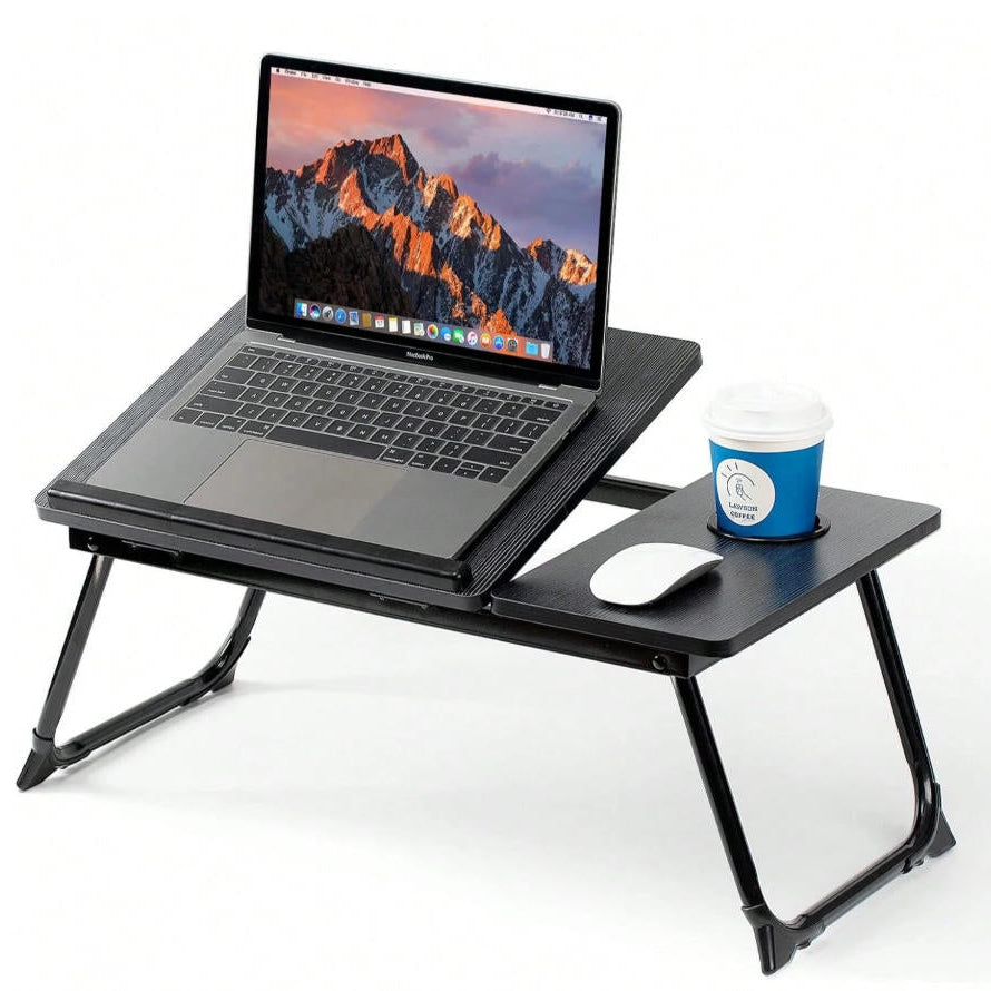 Laptop Desk For Bed Couch, Adjustable Foldable Bed Table With Cup Holder | Breakfast Serving Tray