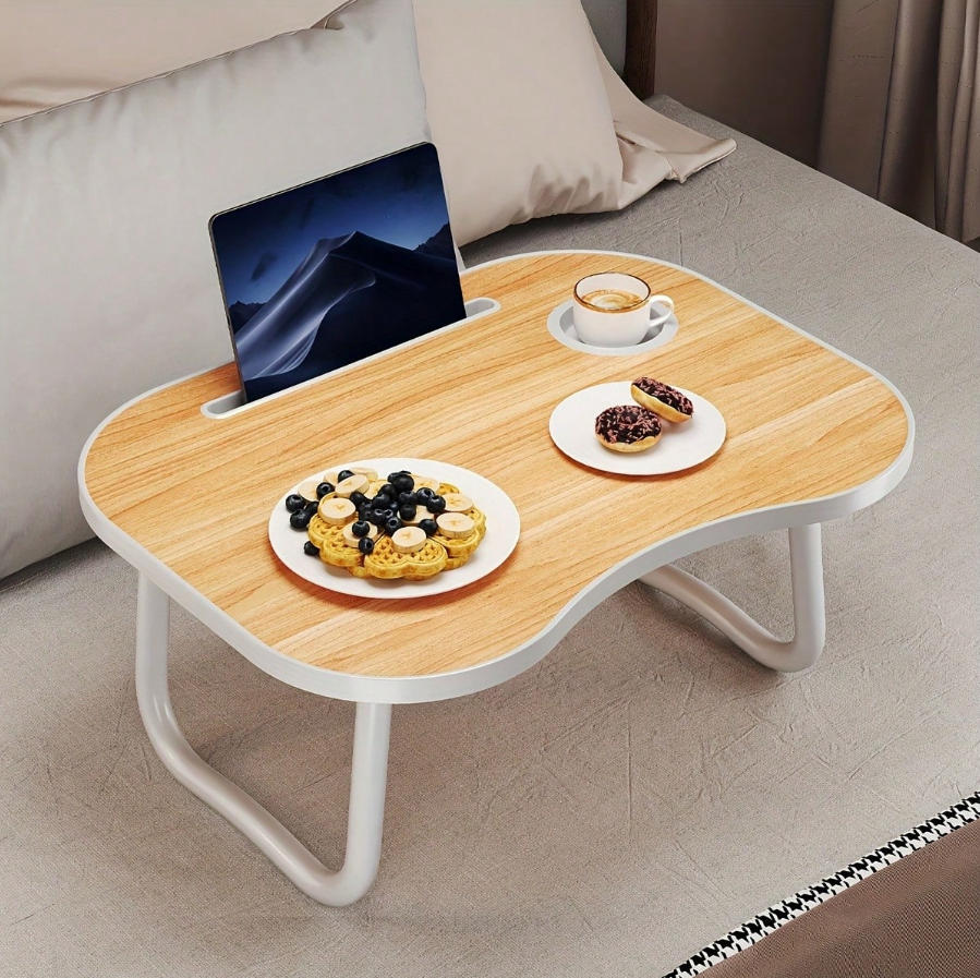 Lap Desks Designed For Use With Laptops And Meals, Featuring A Cup Holder And Drawer, Suitable For Breakfast In Bed Or Writing While Seated On The Floor