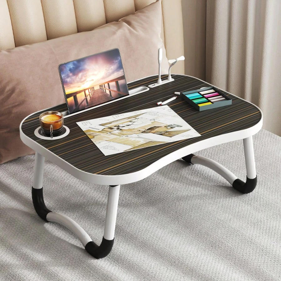 Portable Laptop Desk, With Card Slots And Cup Holders, A Folding Desk. Strong, Stable, Space-Saving, Suitable For Laptop Use On Bed, Simple Dining, Painting, Design, Etc.